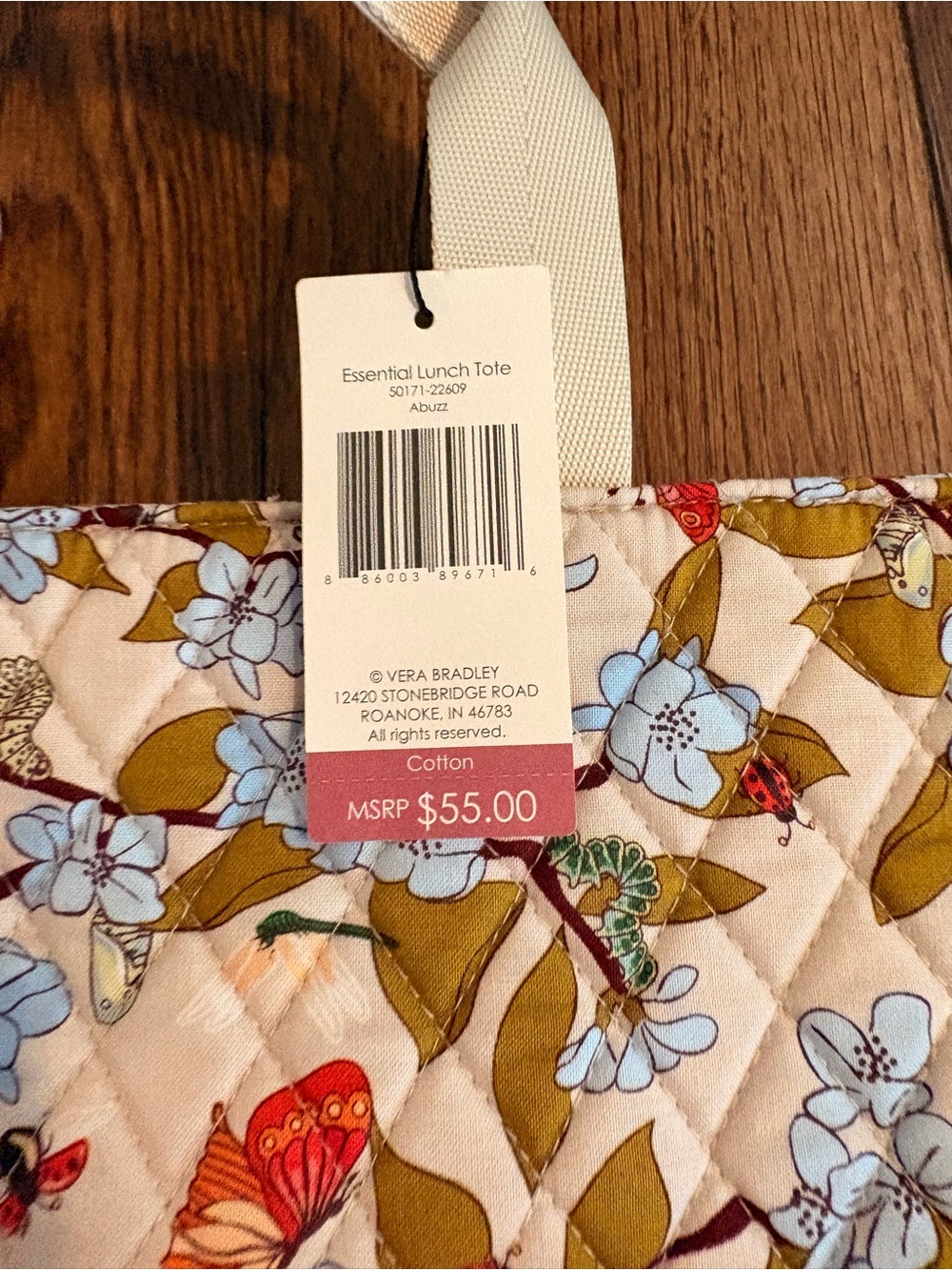 Vera Bradley Quilted Floral Lunch Tote - Cream, Light Blue & Olive - Picture 7 of 7